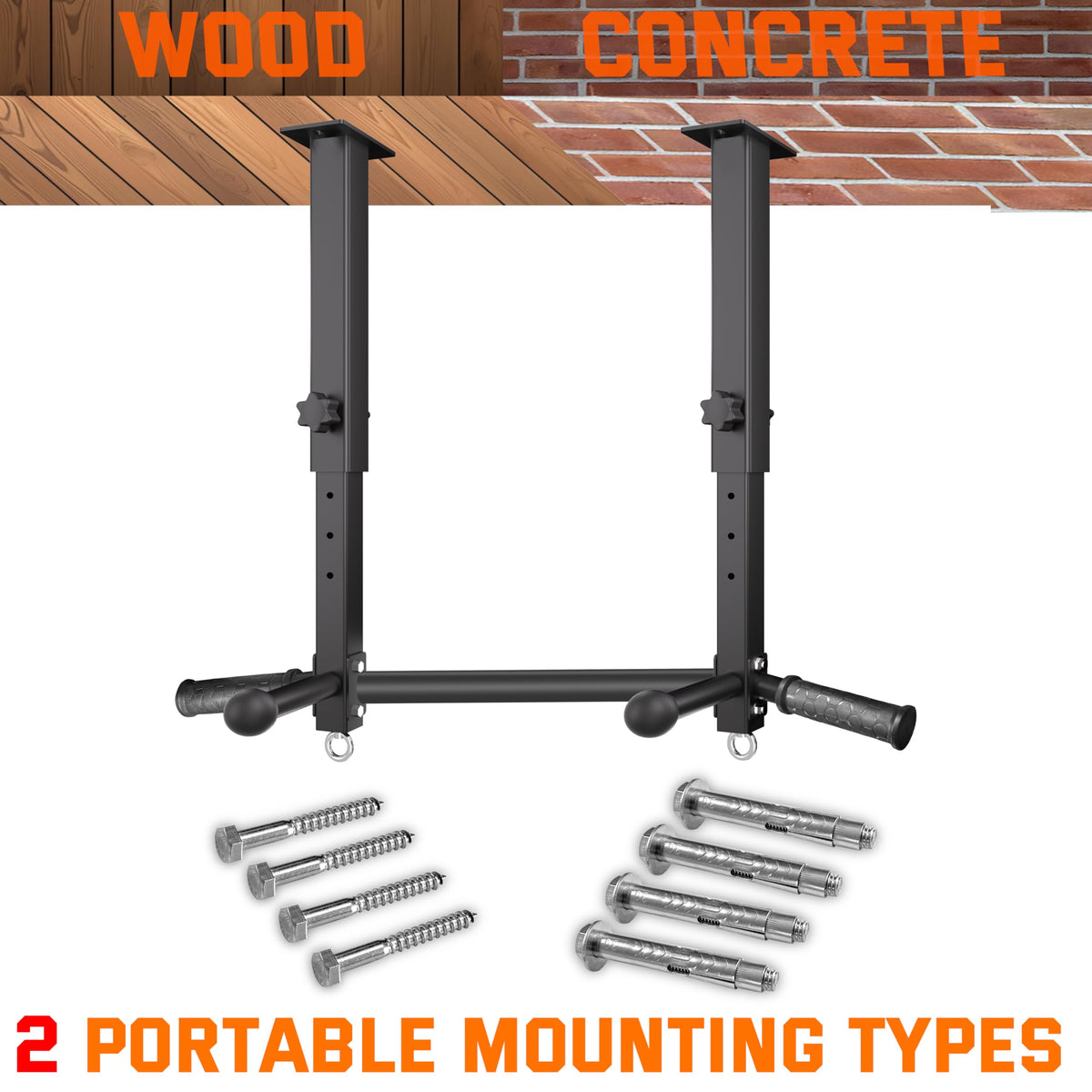 Upgraded-24" Ceiling Mount Pull Up Bar for Garage/Basement/Rafter - Heavy Duty 800LBS Adjustable Height Multi-Grip Chin Up Bar,Ceiling Joist/Beam