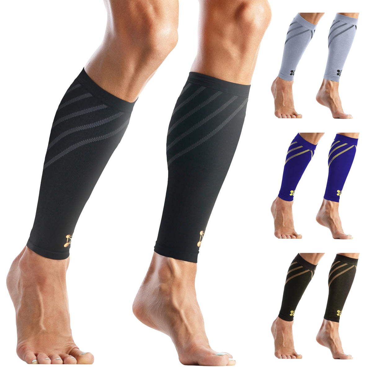 CopperJoint Calf Compression Sleeve for Men & Women 5XLarge Copper Stripe-Firm Snug Fit Support for Shin Splints, Cramps, Varicose Veins-Copper Infused Nylon Pull-On Leg Sleeve for Sports & Daily Wear