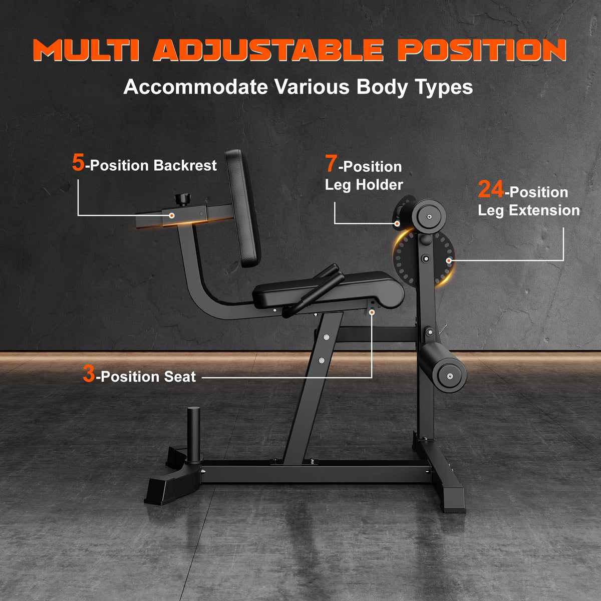 GOIMU Leg Extension and Curl Machine, 4 in 1 Lower Body Workout Machine, Adjustable Leg Curl Machine with Plate Loaded, Leg Extension Machine with Exercise Bench, Home Gym Weight Machine
