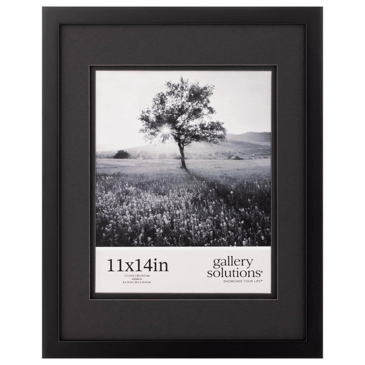 Gallery Solutions - Black Wood Wall Frame 11"x14" - Premium Quality - Rectangular Wall Mount - Classic Design for 8"x10" Photos - Ready-to-Hang - Enhance Your Home or Office Décor with this Elegant Frame - Ideal for Showcasing Memories