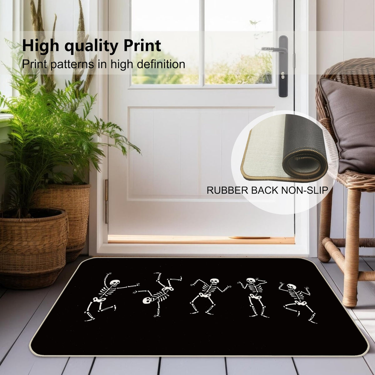 Farmhouse Halloween Funny Skeleton Gothic Skull Dancing 30 x 17 Inches Entryway Door mat,Front Door Entrance Outdoor Porch Home Decor,Halloween Skull Lover Fall Gifts