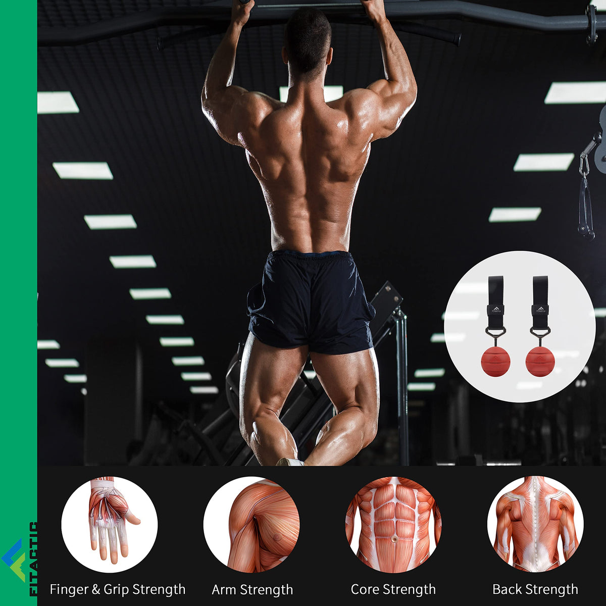 FITactic 3 Inches Rock Climbing Solid Training Cannonball Bomb Power Pull Up Ball Hold Grips for Straps for Finger, Forearm, Biceps, Back Muscles, Sports, Race (2 Balls, Black 3")