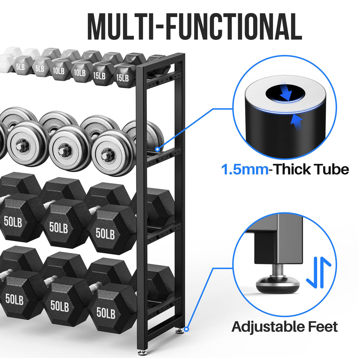 4 Tier Dumbbell Rack, Weight Rack for Home Gym, 1100 lb Capacity