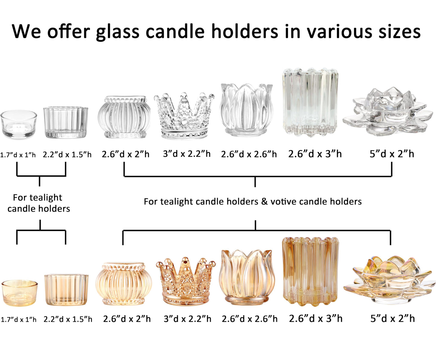 GOLDEAL 30 PCS Small Clear Glass Tealight Candle Holders,Tealight Holders Bulk Use for Weddings Parties Dinner,for 1.5" Tealight. as Well as Candle Mould…
