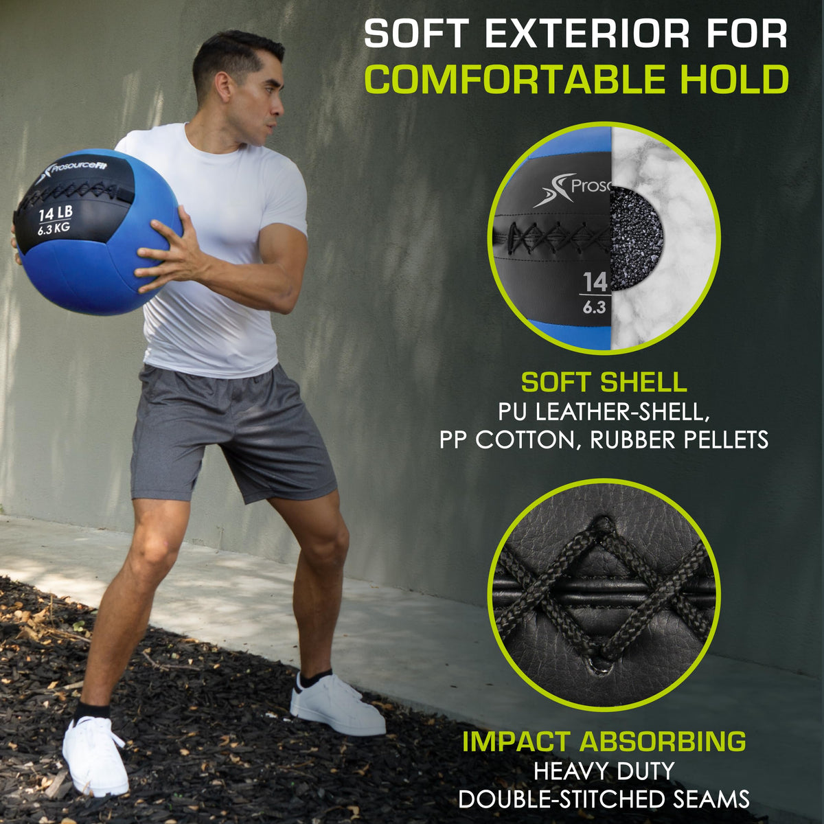 ProsourceFit Soft Medicine Balls, Wall Balls and Full Body Dynamic Exercises, Color-Coded Weights: 6, 10, 14, 20 lb.