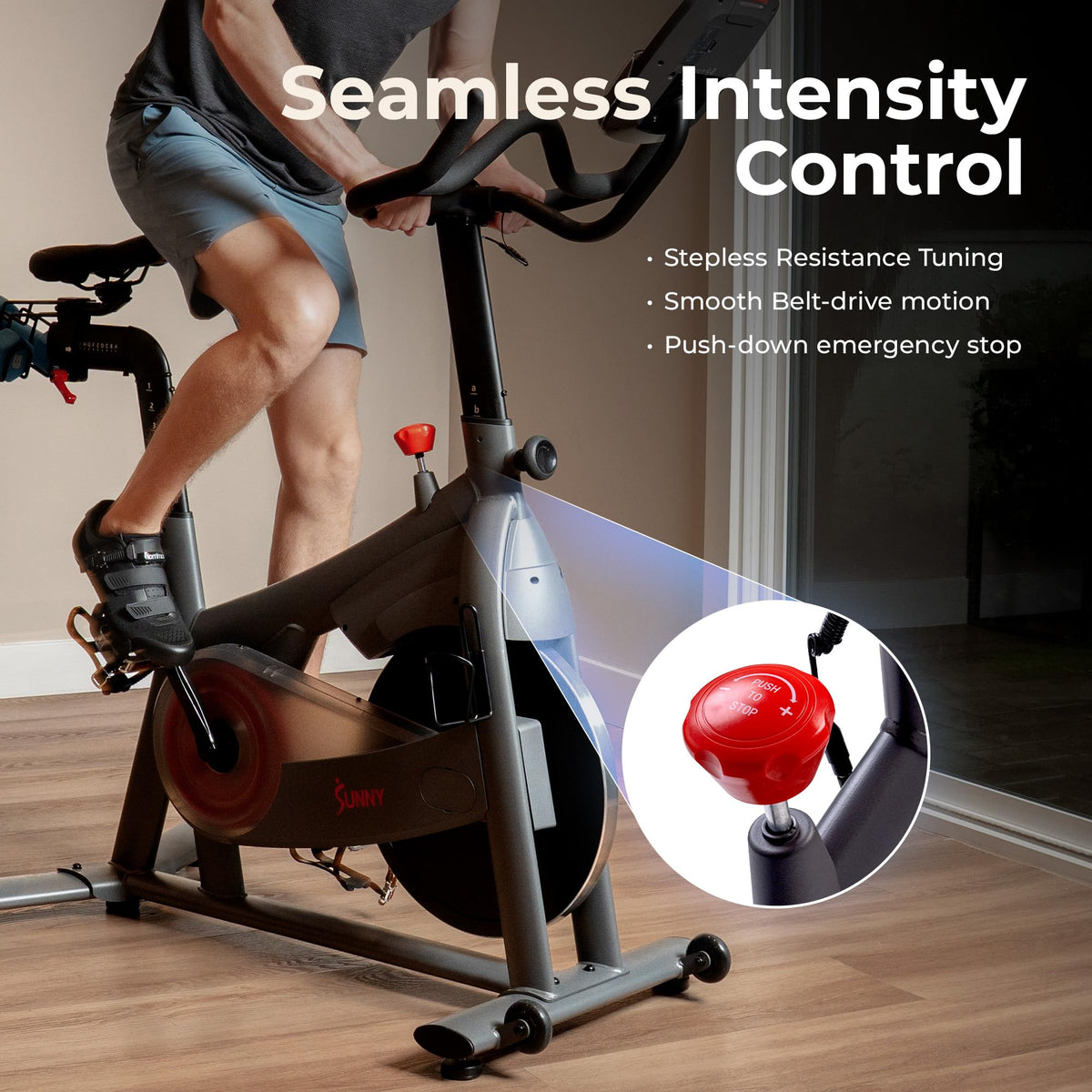 Sunny Health & Fitness Excel 500 Smart Indoor Cycling Bike, 40LB Flywheel Stationary Cardio Exercise Equipement, Free SunnyFit App Connection- SF-B124069