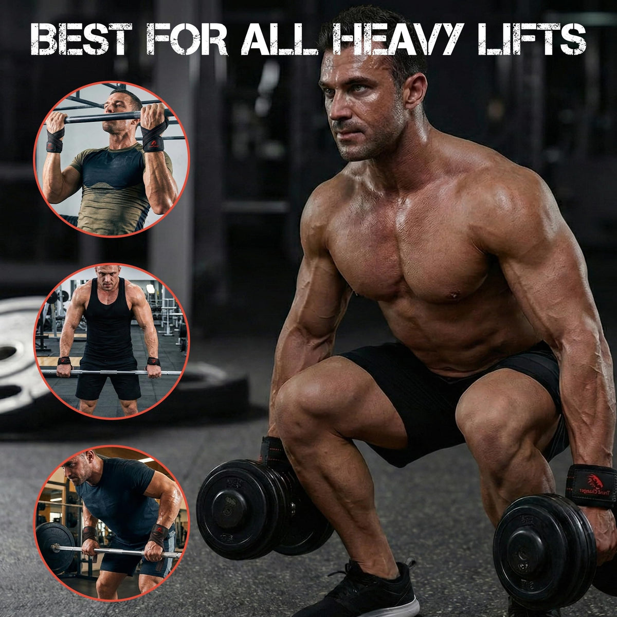 Trend Changer Figure 8 Lifting Strap Padded Deadlift Straps Heavy Duty Weight Lifting Straps Strongman Axle Bar Straps Weightlifting Wrist Wraps (Large (8.0'' & UP Wrist Circumference), Black/Red)