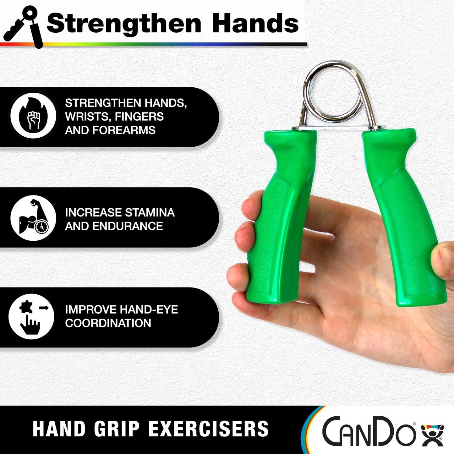 CanDo Hand Grip Exerciser Pair, 24 lb, Blue-Heavy