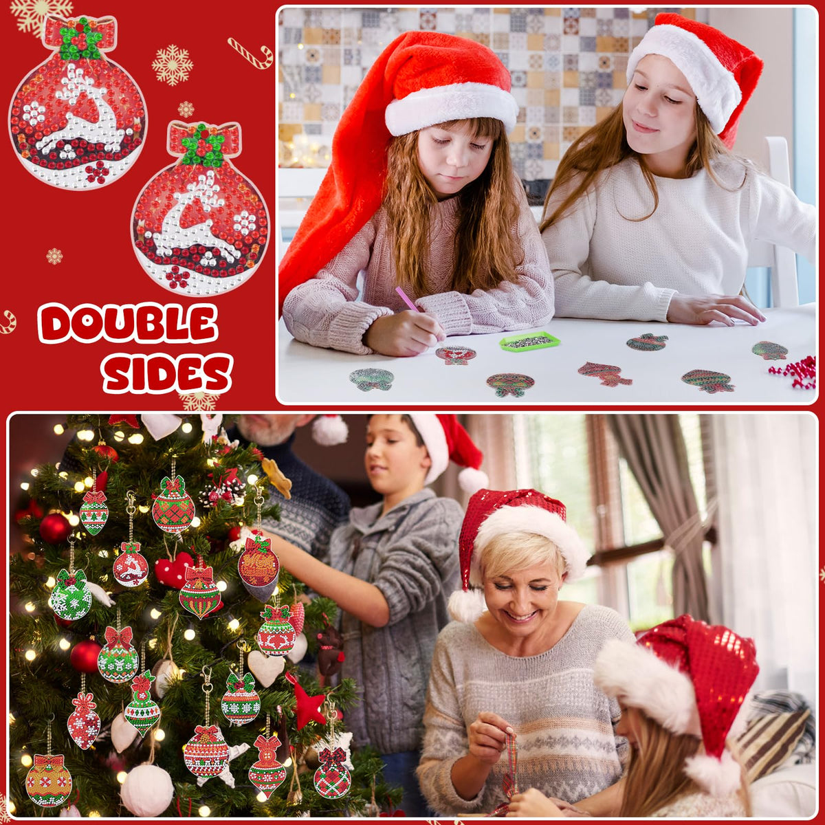 20Pcs Christmas Diamond Painting Kits Keychains, 5D DIY Diamond Art Kit for Kids Adults, Christmas Ornaments Art Pendants, Keychain Crafts, Festive Decorations, Arts Crafts Holiday Gift Set with Tools