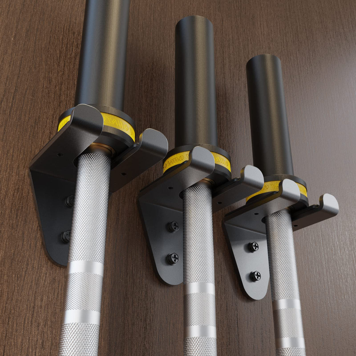 VAIIO Single Olympic Barbell Hanger,Garage Gym Bar Wall Rack,Vertical Barbell Mount Rack,Black Powder Coated,Space Saving Commercial or Home Gym Accessory,Holds Under 33mm Bar Size (Black)