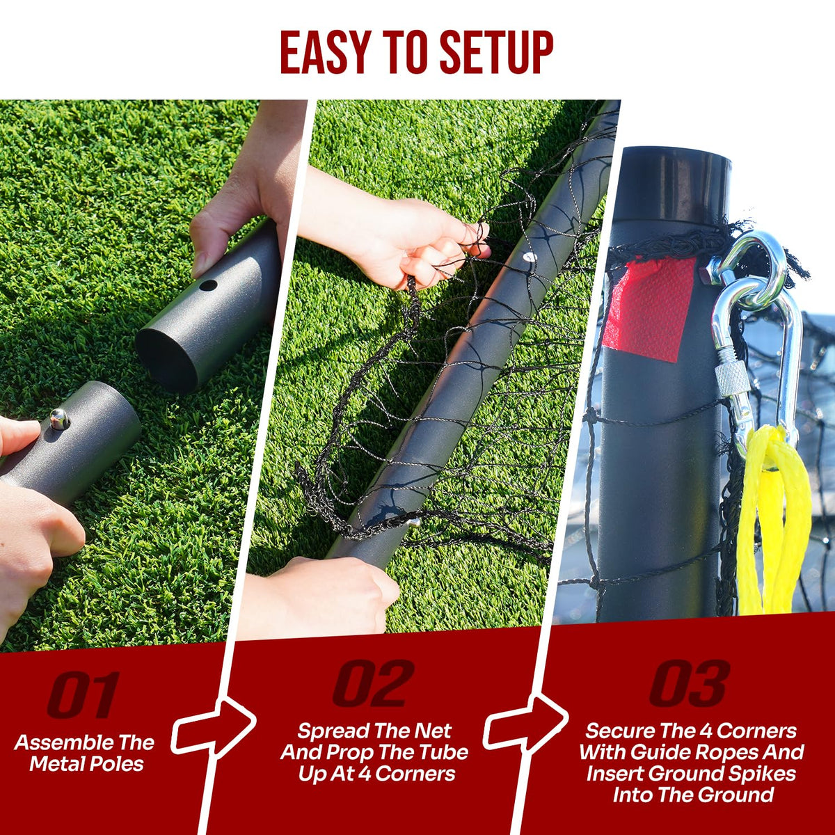 PLAYAPUT Portable Baseball & Softball Batting Cage,22FT x 12FT x 8FT Batting Cage Net With Pitching Machine Hole,Detachable Door,Target,And Guide Ropes,Easy Setup Batting Cages For Backyard,Park,Field