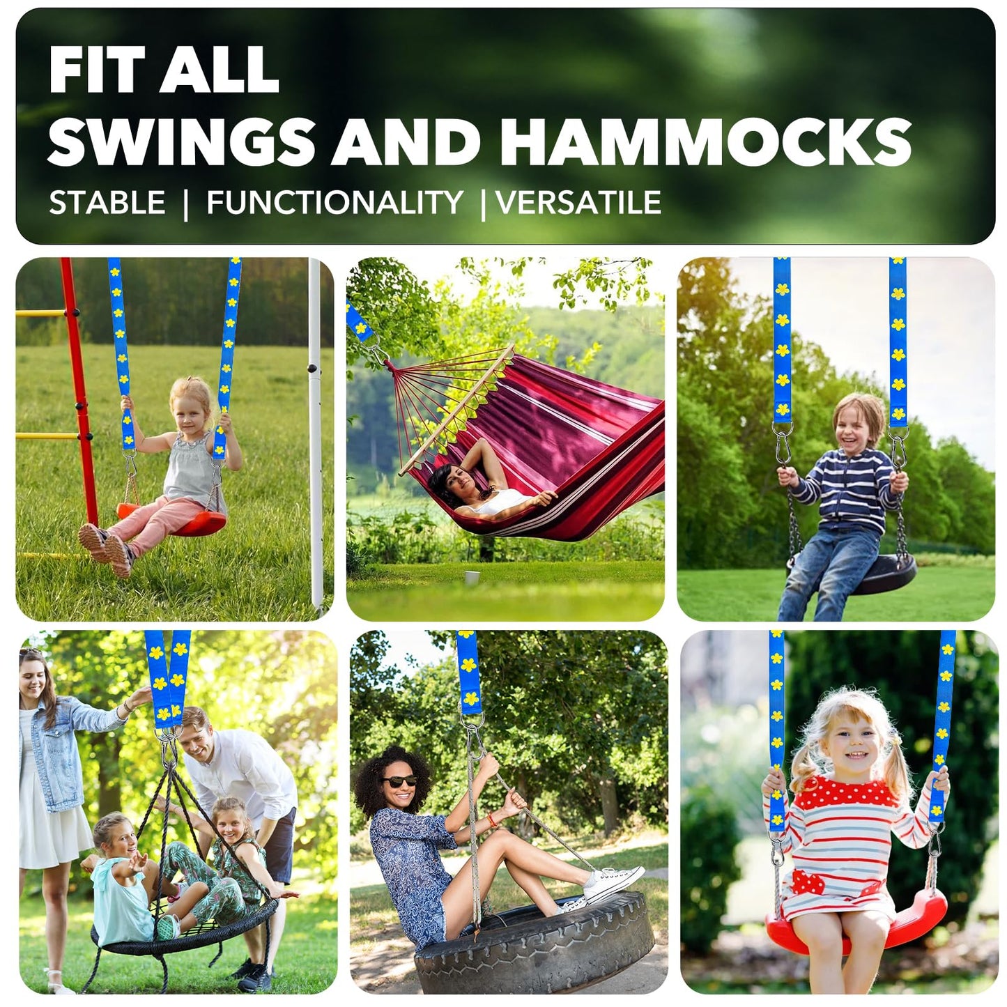 Werflyto Safe Tree Swing Hanging Straps Kit, 3FT/10FT/15FT/20FT, Heavy Duty Holds 5500LBS Extra Long Adjustable Tree Swing Straps, Easy & Fast Way to Hang Any Swing or Hammock(10 FT)