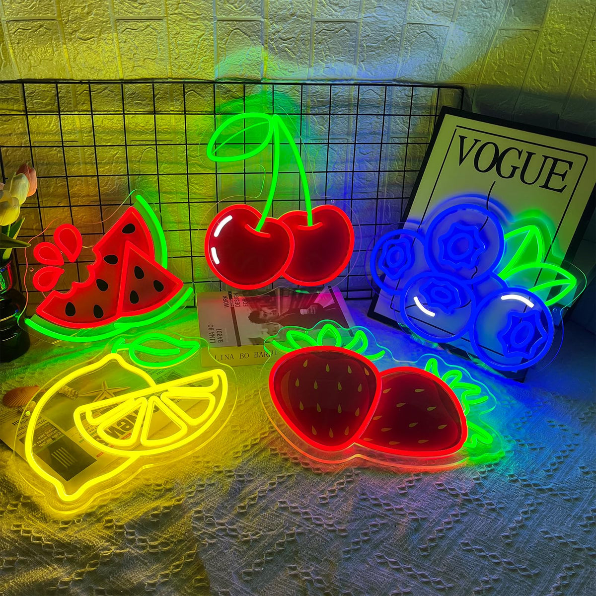 Cherry Neon Sign for Wall Decor, Dimmable Red Printed Cherries Neon Lights, Vibrant Fruit Themed Neons LED Signs for Kids Room, Bedroom, Restaurant, Bar, Club, Fruit Shop, Birthday Party (Cherry)