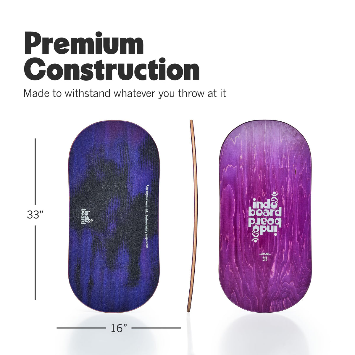 The Indo Board “Rocker” Model. - Purple Rain Graphic. Balance Board with Roller. Balance Training for Core Strength, Stability & Athletic Performance - Surfing, Skateboarding, Snowboarding. Designed for Progression.