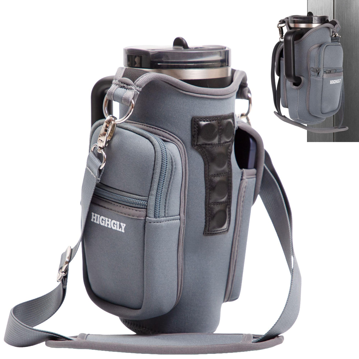 Tumbler Carrier Bag for Stanley & Owala 30–40oz, Magnetic Water Bottle Holder for Gym Equipment, Crossbody Cup Holder with Phone Pocket