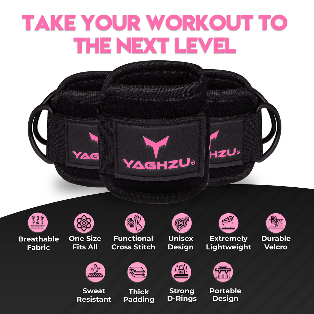 YAGHZU Ankle Straps for Cable Machines Women, Glute Kickback Cable Machine Attachments, Gym Ankle Cuffs, Wrist Cuffs for Workout, Leg Training Accessory, Fitness Gear for Home or Gym