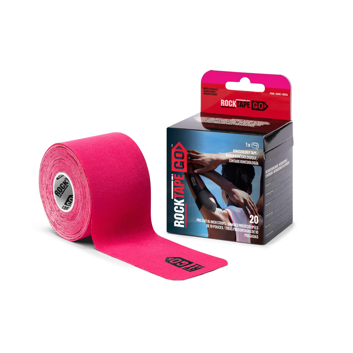 RockTape Go Gentle Adhesive Pre-Cut Kinesiology Tape (Pink)