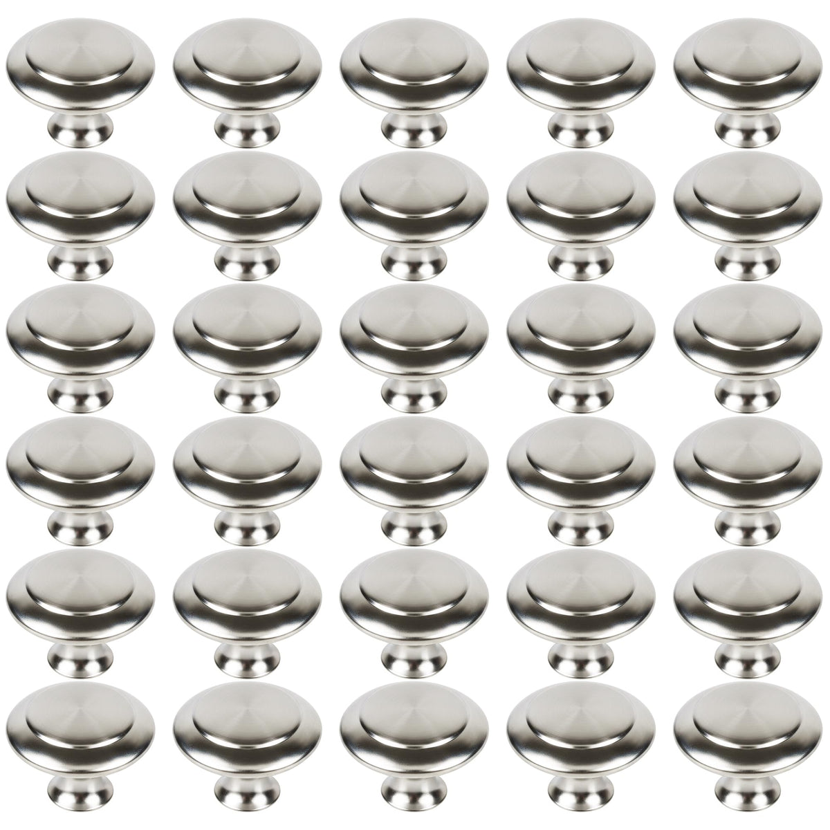 CHEF TIME 30 Packs Kitchen Cabinet Knobs Brushed Silver-Pull Hardware Handle,Drawer Knobs for Cupboard Door Drawer with Long Short Screws