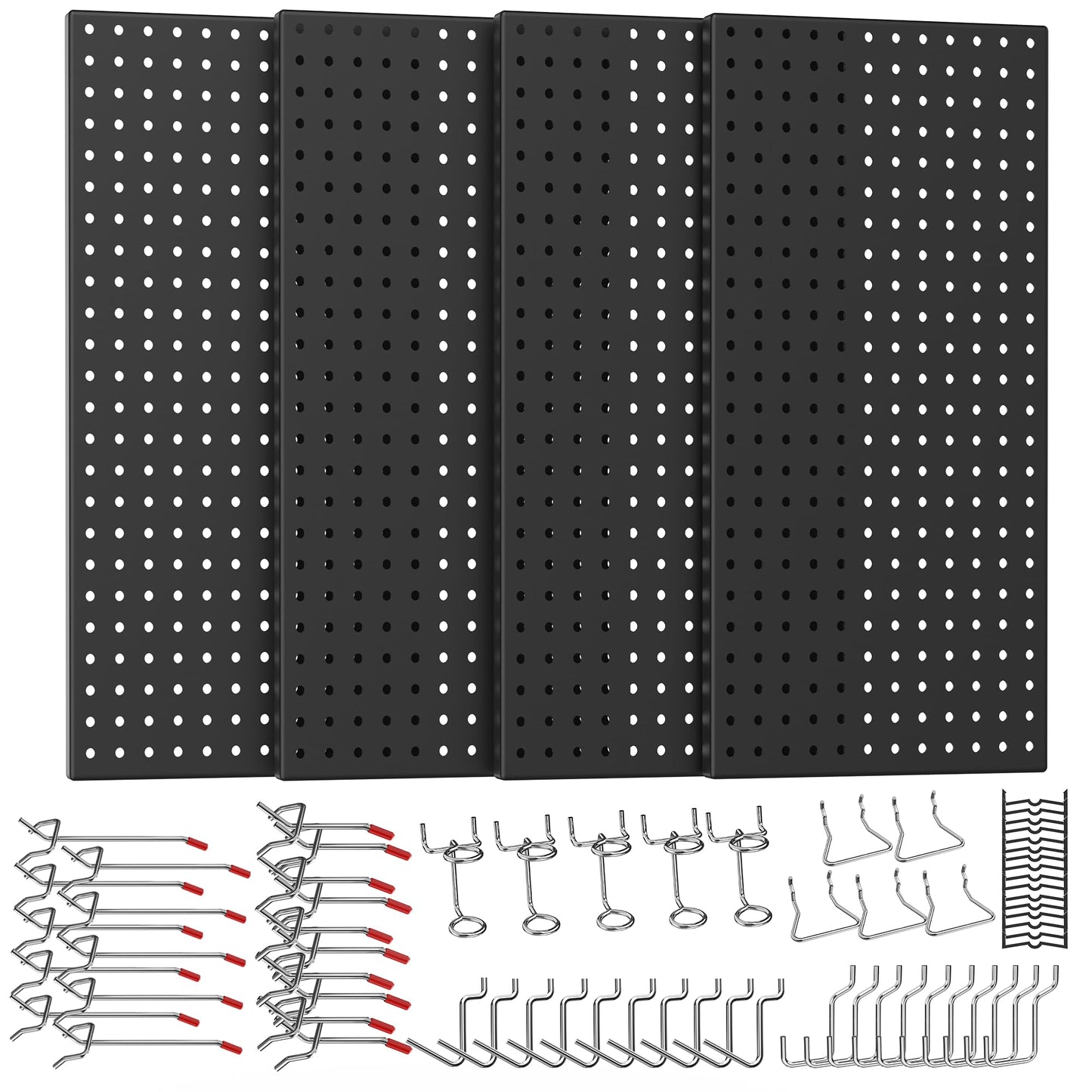 Ultrawall 4 Pack Metal Peg Board Panels with Hooks, Pegboard Wall Tool Organizer for Garage, 84pcs Peg Board with Accessories, 24"X12"