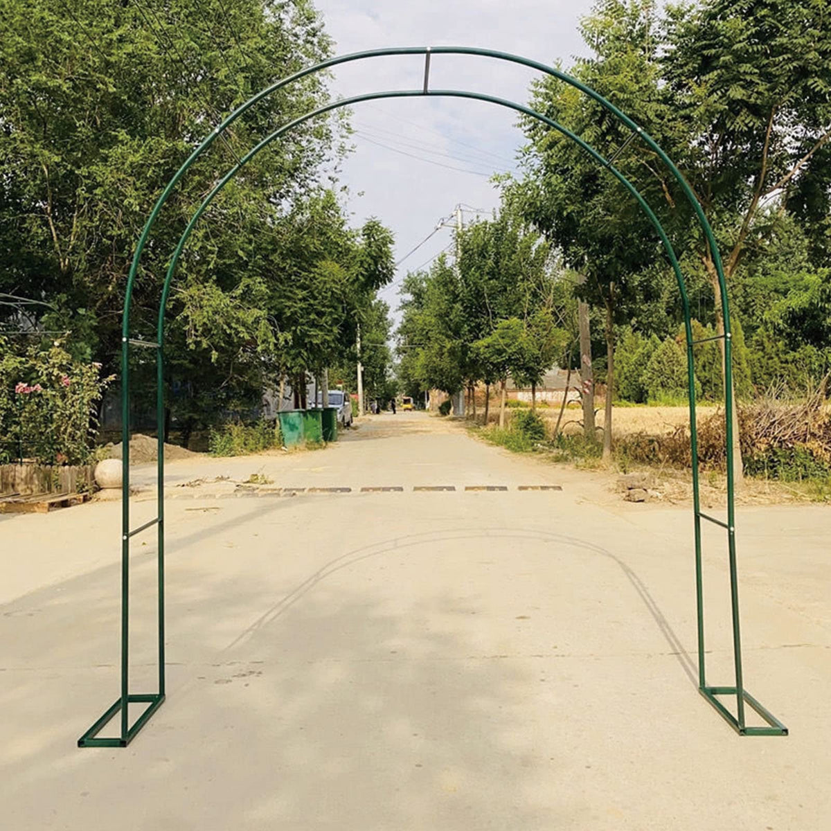 Extra Wide Metal Garden Arch Arbour with Base Weather Resistant Rose Trellis Archway for Wedding Garden Decoration Black 240x220cm (Dark Green 280 x 220cm)