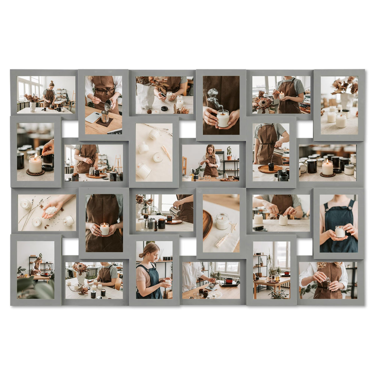 HELLO LAURA 4×6 Collage Picture Frames,24 Opening Photo Collage Frame for Wall Decor,Multi Family Photo for Gallery Decor, Hanging Display - Grey