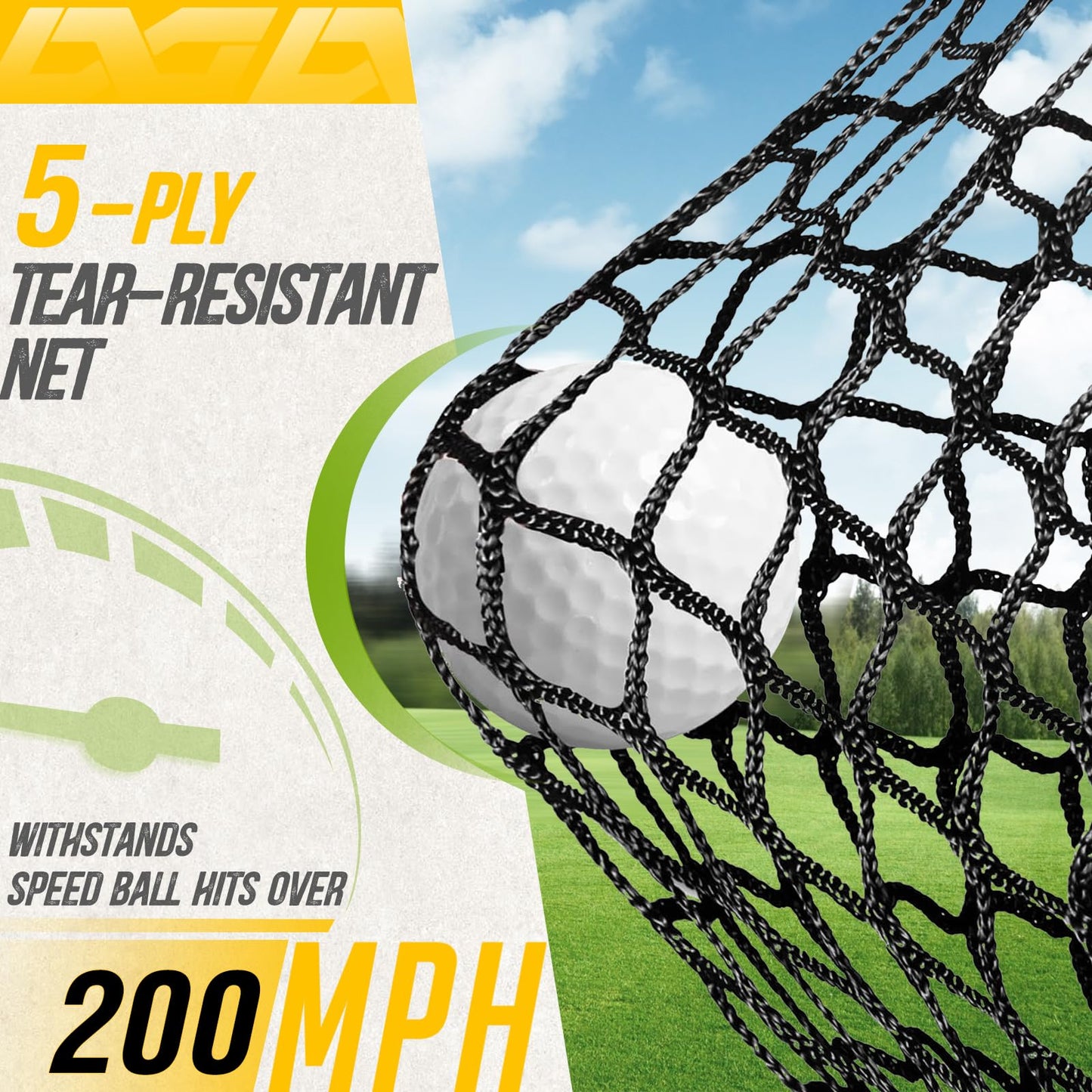PodiuMax Golf Net, 10x7ft Golf Practice Net with Noise Reduce Silk Target Driving Real Balls, Hitting Nets for Backyard Garage, Improve Chipping Putting Pitching,Gift for Men & Golfers