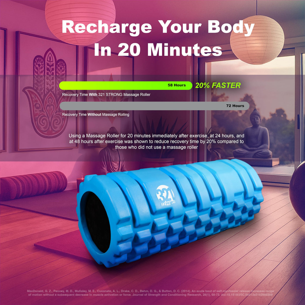 321 Strong Foam Roller - Medium Density Deep Tissue Massager - Muscle Massage + Myofascial Trigger Point Release - Includes 4K eBook - Aurora