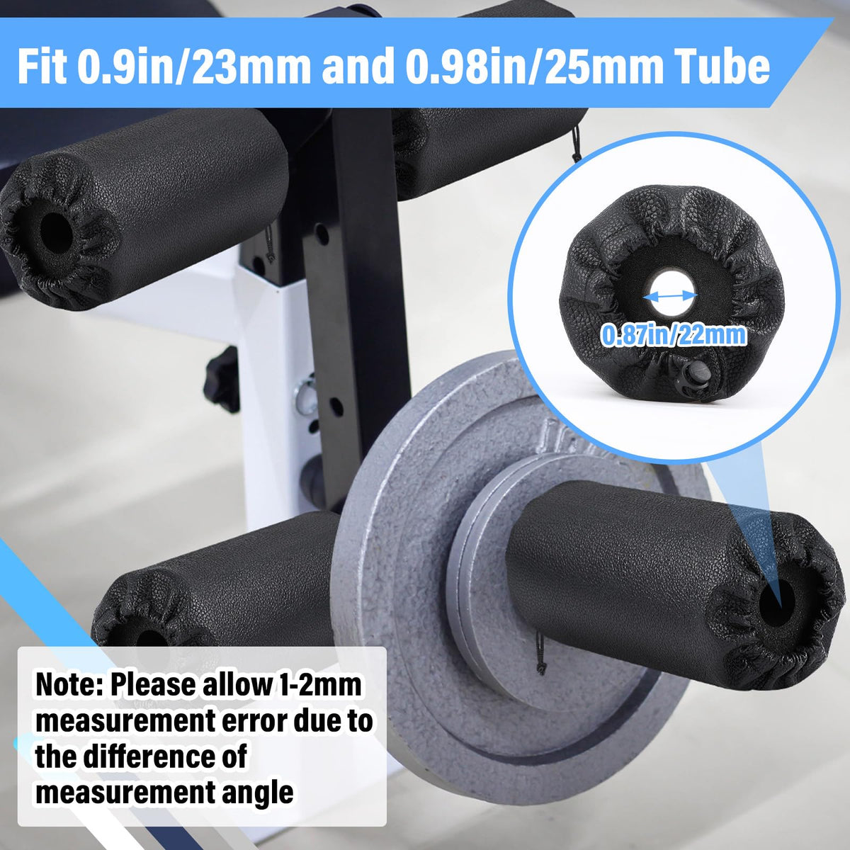 Hollowfly 4 Pcs Foam Foot Pads Foam Roller Pad Replacement for Weight Bench Inversion Table and Gym Exercise Equipments(7 x 3.5 x 0.8 Inches)