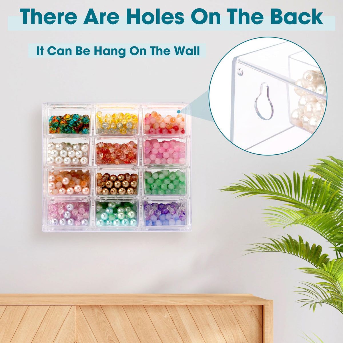 JOYMOMO Bead Storage Organizer Box with 12 Grids Clear Plastic Bead Storage Organizer (Beads Are Not Included)