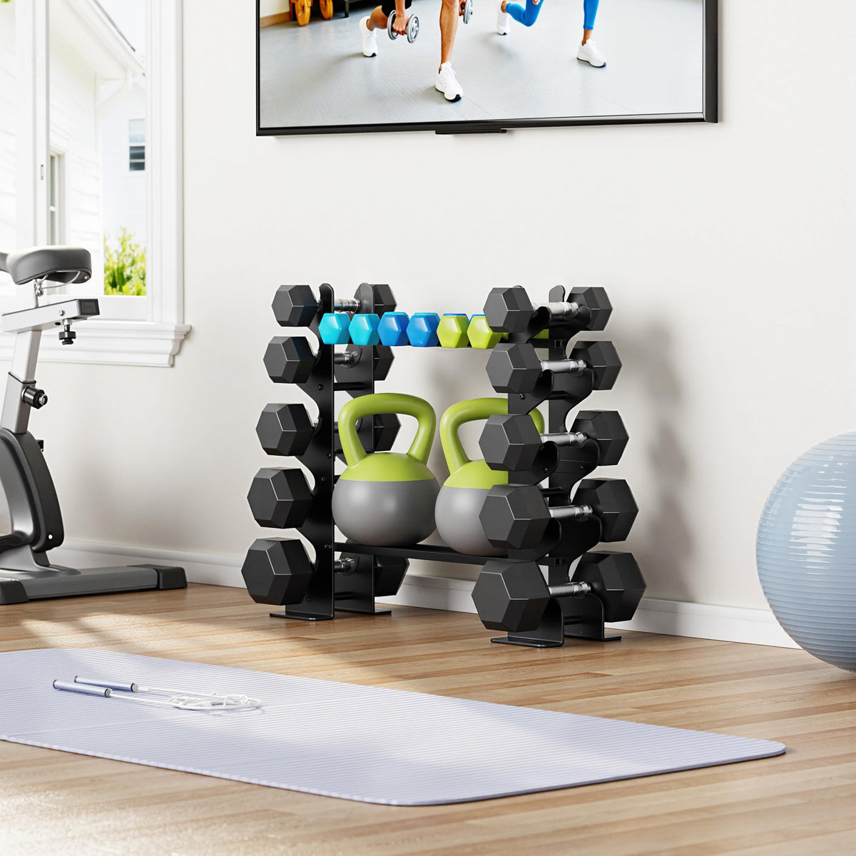 5-Tier Dumbbell Rack Stand for Home Gym: Rack Only Holder for Dumbbells, Free Weights, 500LB Capacity Heavy-Duty Compact Storage Organizer