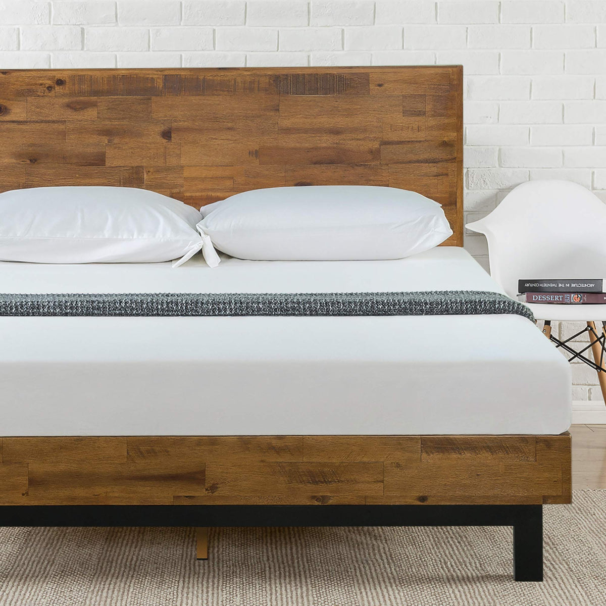Zinus Tricia Wood Platform Bed Frame with Adjustable Headboard/Wood Slat Support with No Box Spring Needed/Easy Assembly, King