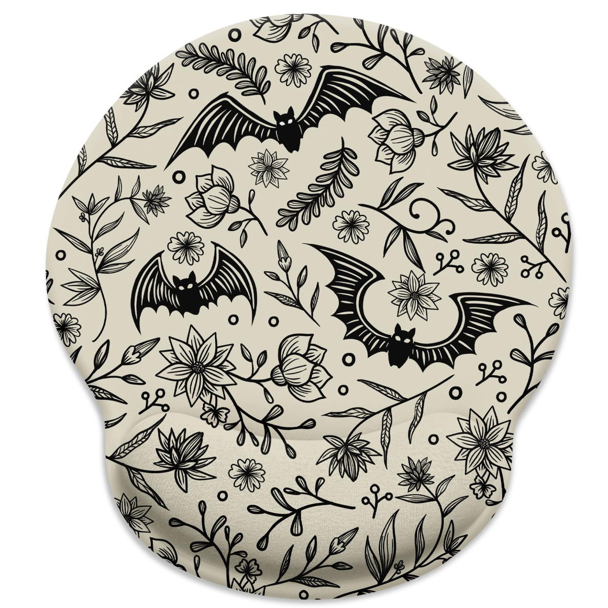 LIMKRIAN Goth Bat Ergonomic Mouse Pad with Wrist Rest, Gaming Mouse Pad with Wrist Support, Funny Computer Mousepad with Non-Slip Pain Relief PU Base, Gothic Office Desk Accessories Decor Supplies
