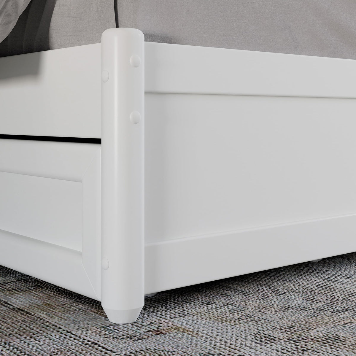 AFI, Malta King Platform Bed with Panel Footboard and Storage Drawers, White