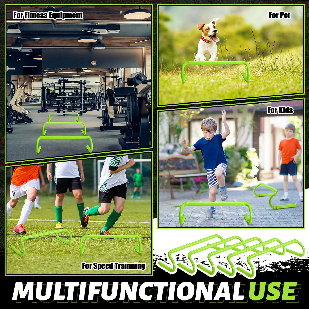 Wettarn 10 Pcs Speed Agility Training Hurdles Detachable Durable Hurdle Agility Plyometric and All Purpose Speed Training Equipment for Athletes Soccer Basketball(6 Inch,Green)