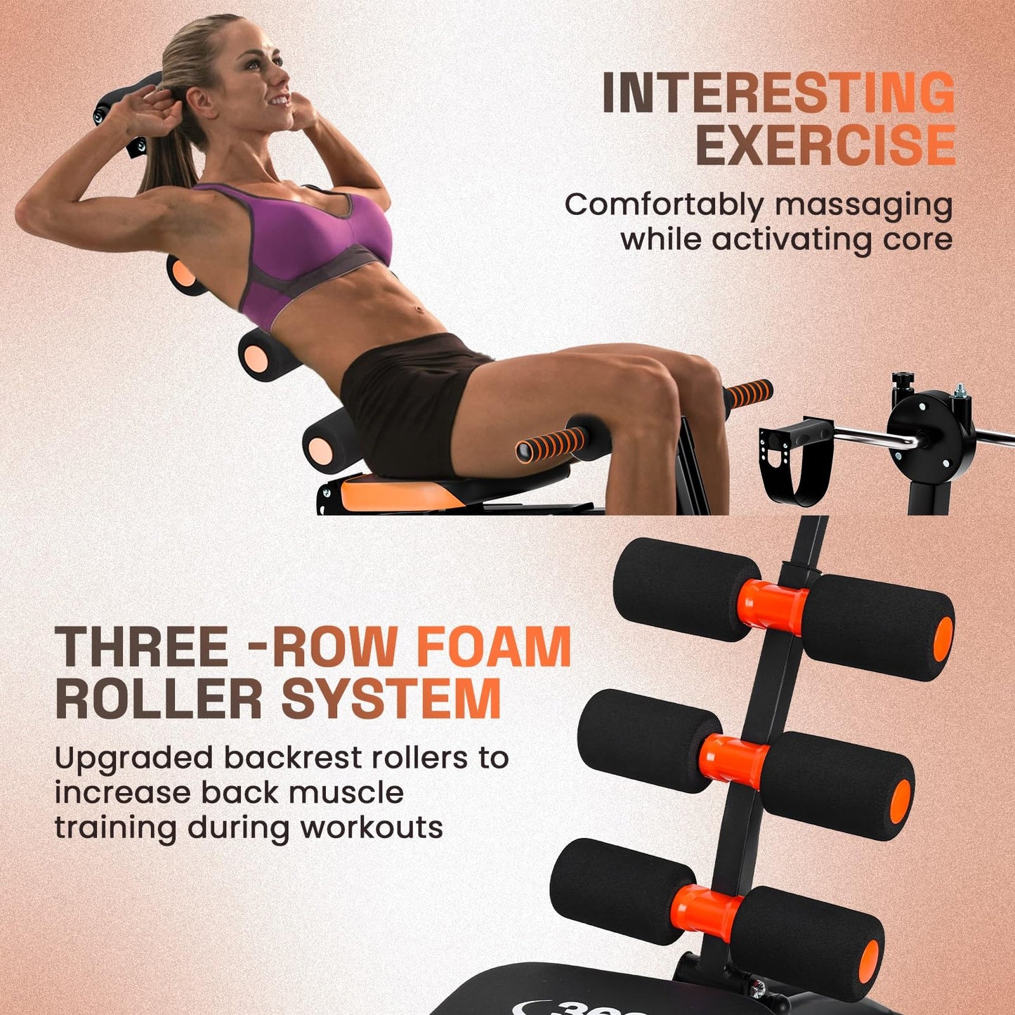 sxvbdway Ab Trainer Machine Weight Bench, Ab Workout Bench for Home Gym, Multi-Functional Adjustable Abdominal Crunch Machine, Abdominal Exercise Equipment for Total Body Workout Black