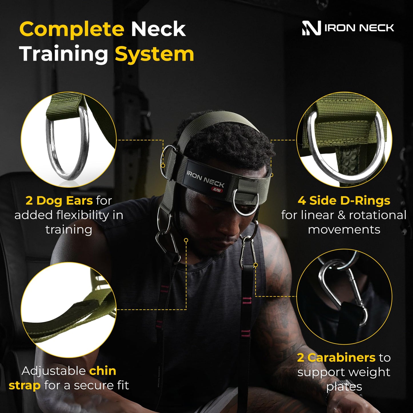 Iron Neck , Versatile Neck Exerciser, Strengthener and Trainer with Adjustable Head and Chin Strap, Portable Head Harness for Weight Lifting, Home and Gym Use | Bundle with Iron Neck Skull Cap