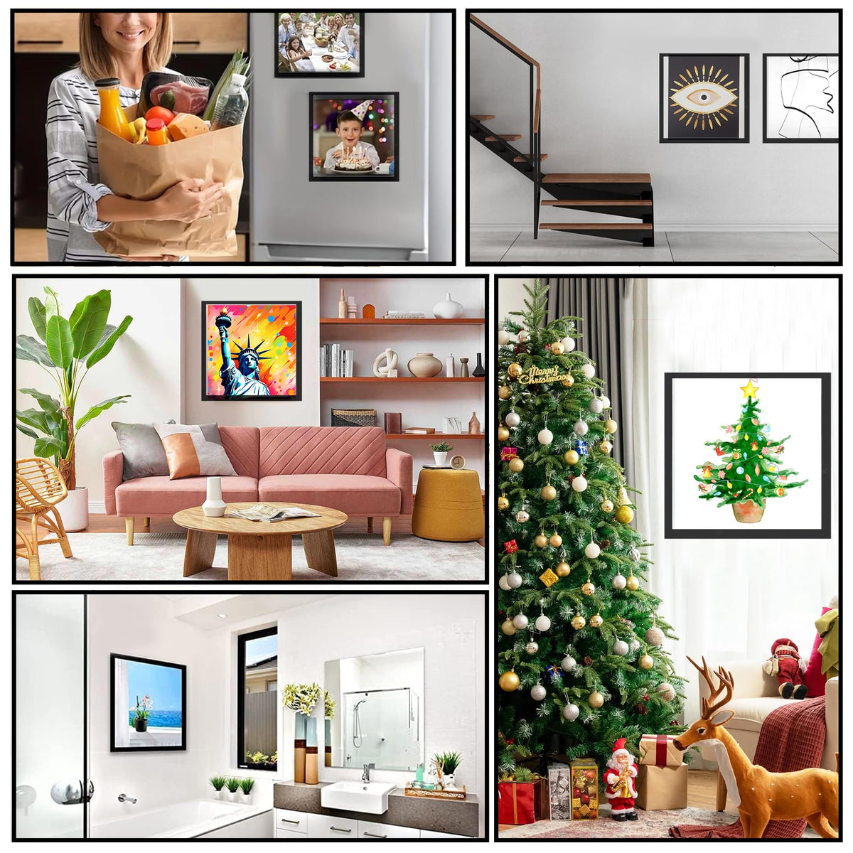 SKRYUIE 12x12 Inch Diamond Art Kits for Adults Frames - Magnetic Self-Adhesive, 6-Pack (Black) - Perfect for 10x10 Inch Artwork Paint by Numbers - Suitabble Frames Painting for Wall Window Door