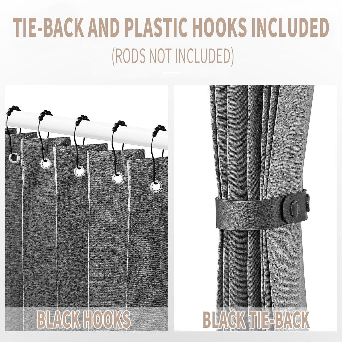 Vatge Closet Curtain for Open Closet, Pleated Folding Curtains for Doorway, Privacy Room Divider for Separation,1 Panel with Tieback, W39 x L78, Grey