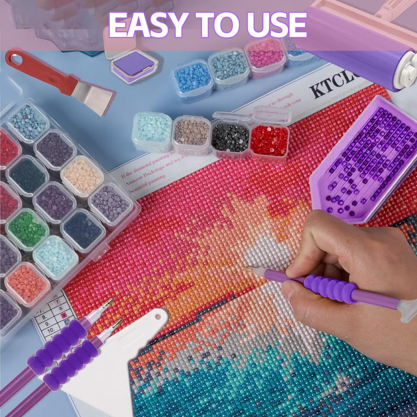 DNSGOOR 186Pcs All Inclusive Diamond Art Accessories Kit Diamond Painting A4 LED Light Pad Set with Diamond Art Sealer Glue Stand Storage Case Pens 5D Painting Tools for DIY Drill Craft