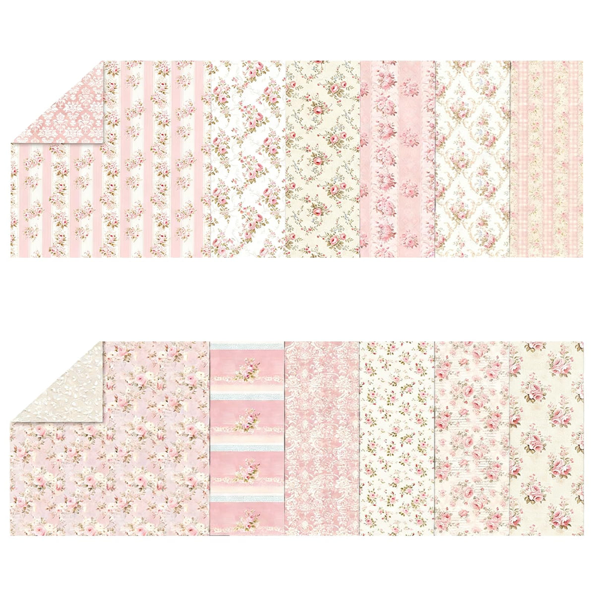 shuielai 24 Sheets 12×12 Retro Pink Floral Scrapbook Paper, Dual-Sided Decorative Craft Paper - for Photo Albums Junk Journals DIY Decor (Pink)