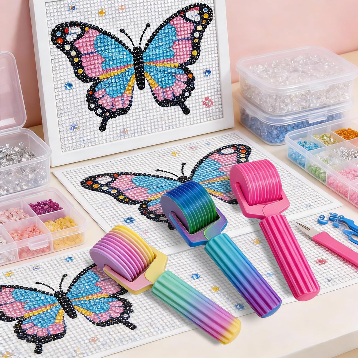 Upgraded Diamond Painting Roller Tool & Straightener, Detachable Diamond Art Roller for Smooth Pressing, 5D Gem Art Accessories and Crafting Supplies for Canvas Flattening, Dazzling