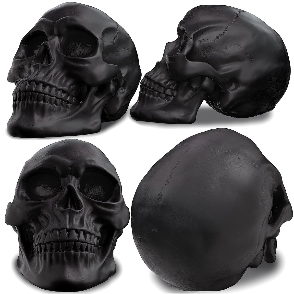 READAEER Resin Skull, Human Head Model for Home Decoration, Halloween Statue, Skull Model for Bookshelf and Desktop (Black)