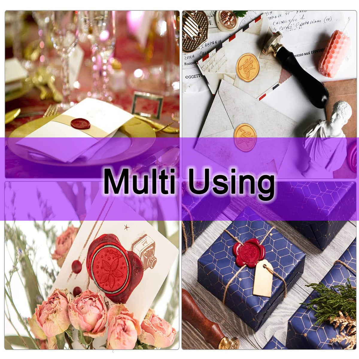 YIPLED Sealing Wax Kit, 310 Pcs With Beads, 2 Pens, Warmer, Stamp Spoon and Candles for Letter Sealing, Envelopes, Custom Invitations - 15 Colors