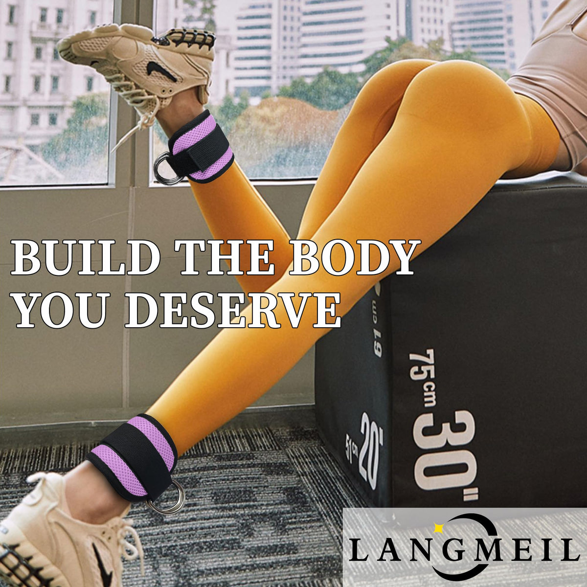 Langmeil 2Pack Comfortable Ankle Strap for Cable Machine, Fitness Work Out Cuff Attachment for Home & Gym, Booty Workouts Kickbacks, Leg Extensions, Hip Abductors Men Women(Purple)