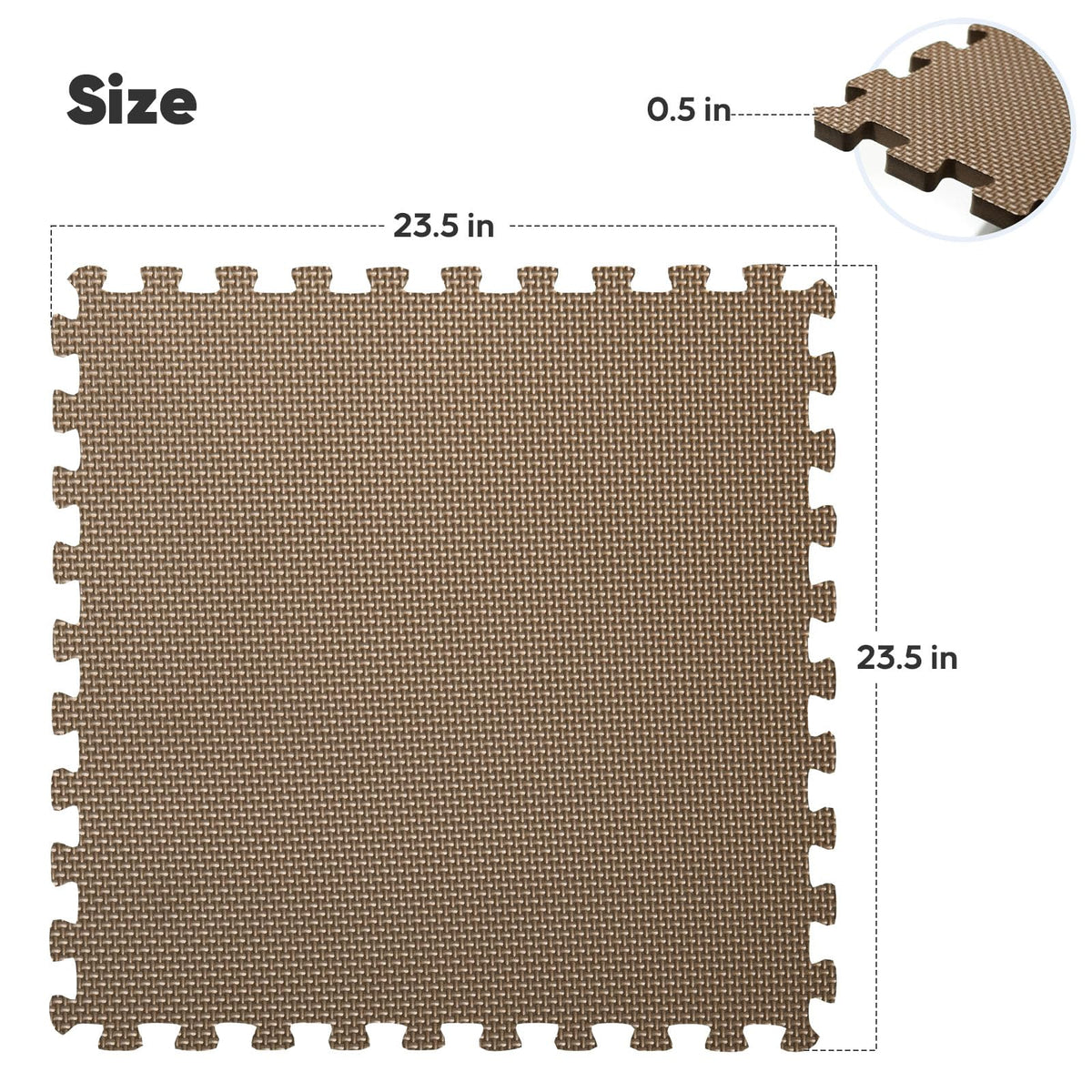 32 Pack Home Gym Mat, Puzzle Exercise Mat, EVA Interlocking Foam Floor Tiles for Home Workout Equipment and Kids' Play Areas - Blue, 24 in x 24 in x ½ in - (Brown, 32 Pack(128 SQ FT))