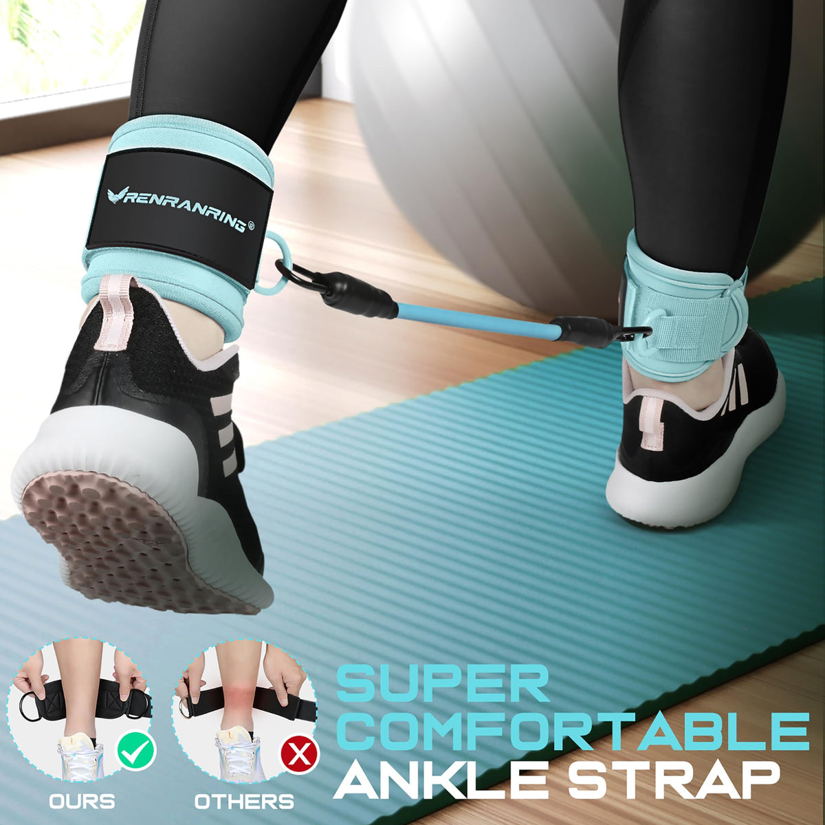 Ankle Resistance Bands with Cuffs, Ankle Bands for Working Out, Ankle Resistance Band for Legs and Glutes Workout Equipment, Butt Exercise Equipment for Women
