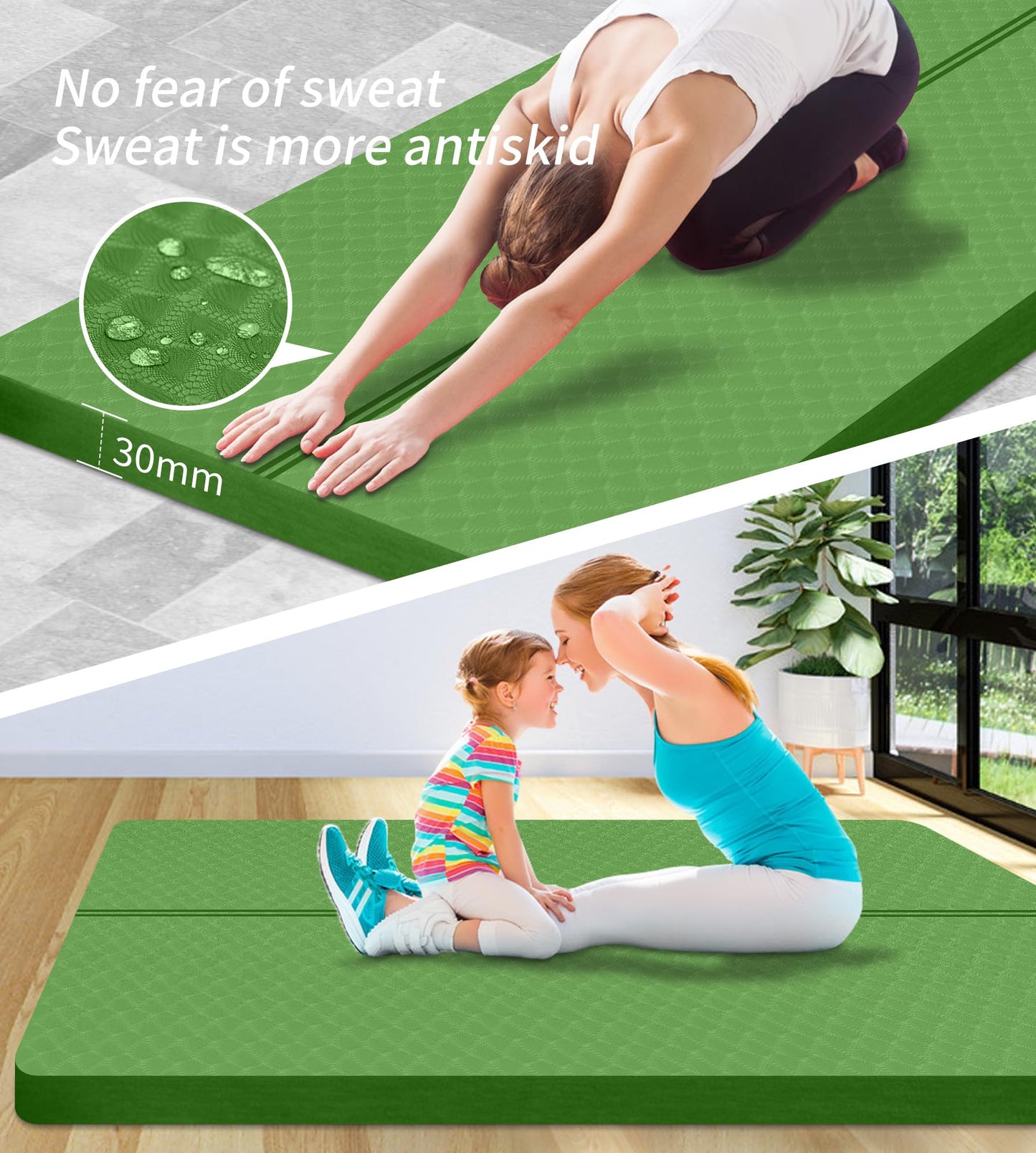 nuveti Large Exercise Mat - 15mm/20mm/30mm Thick Yoga Mat | Workout Mat for Fitness, Yoga, Pilates, Stretching & Floor Exercises for Women & Men with Free Carrying Bag