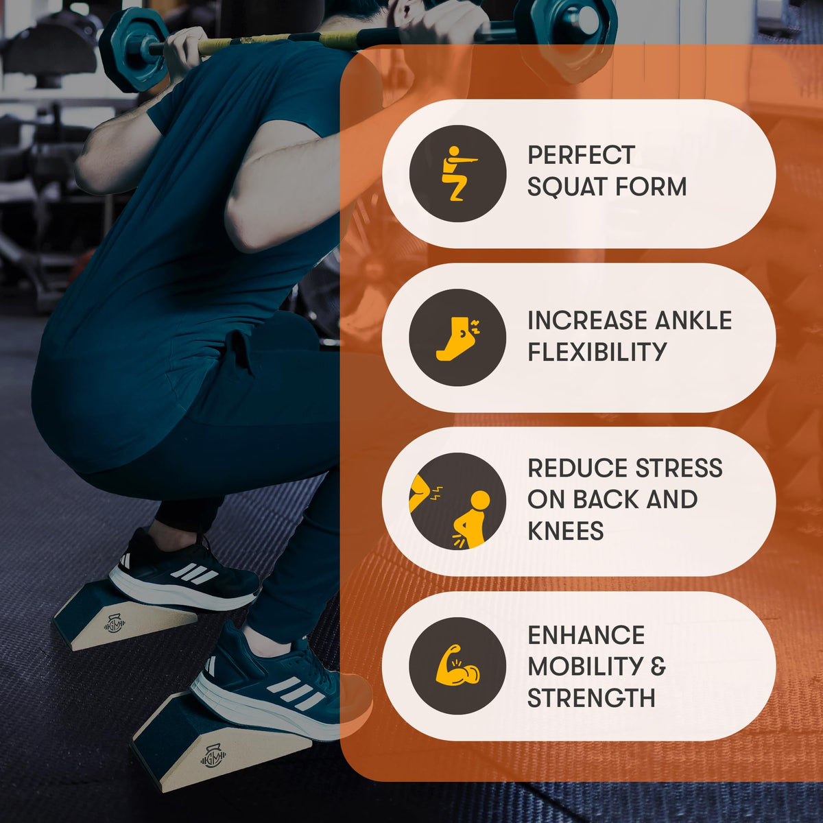 GENMERCH Cork Squat Wedge 2PCS | Squat Wedges for Weightlifting | Anti-slip Enhanced Grip Surface | Squat Wedge Calf Raise Yoga Block