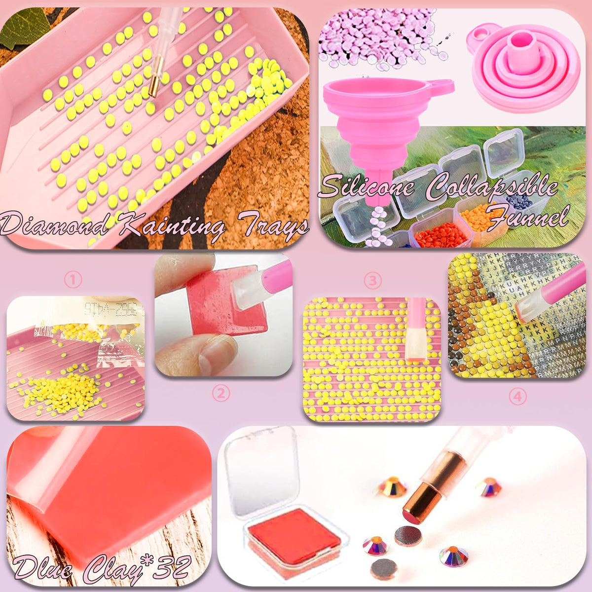 NLXCXUCY 244Pcs Diamond Art Accessories Kit All-Inclusive Diamond Painting Tool Set with A3 Diamond Painting Light Pad,Diamond Art Sealer Glue, Diamond Correction Pens, Storage Box for DIY Craft