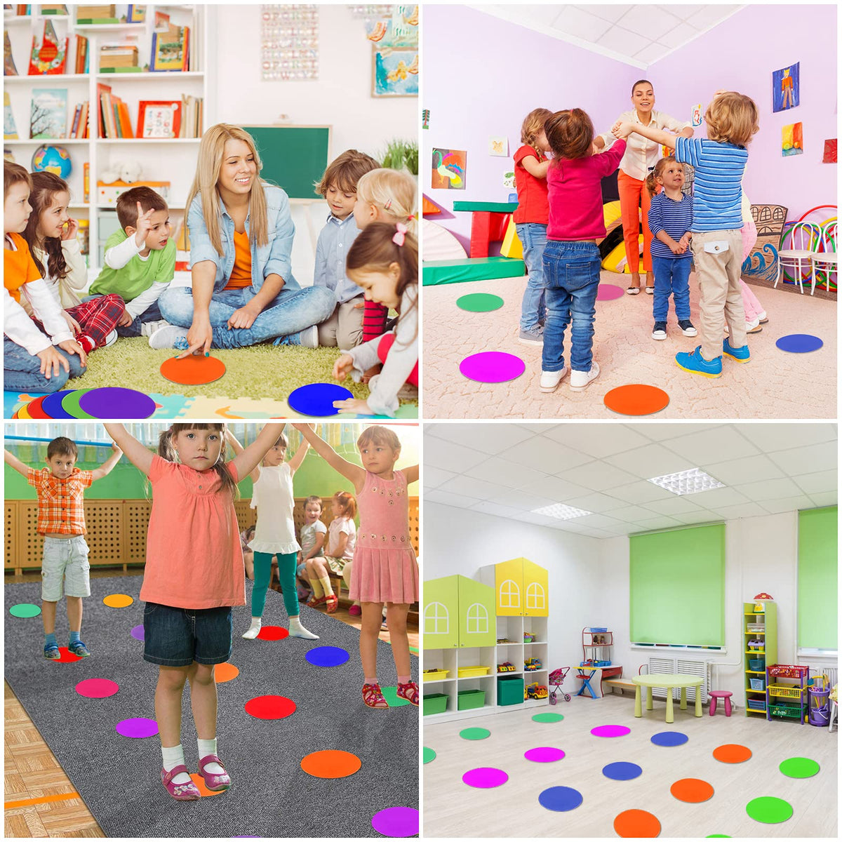 Poly Spot Markers Rubber Floor Dots 9 inch 8/16/24 Pcs Flat Cones Non-slip Agility Markers Poly Spots for Gym Soccer Basketball Sports Speed Agility Training, Classroom Activities, Exercise Drills